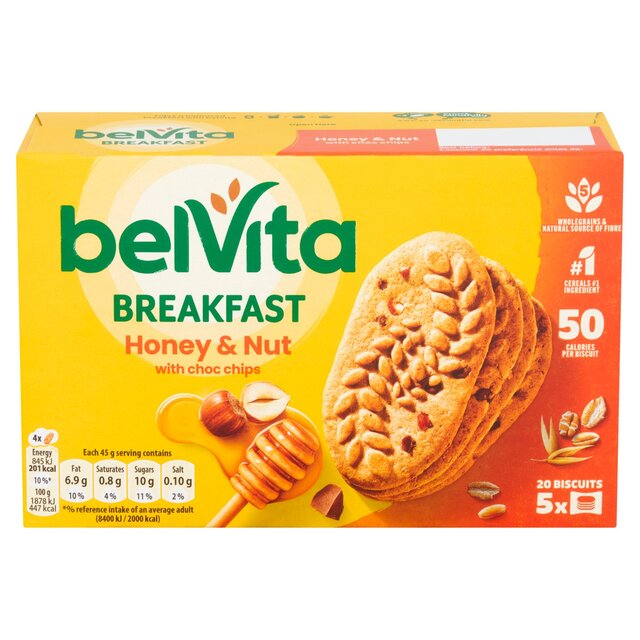 Belvita Honey & Nuts Choc Chips Desayuno Biscuits 5 x 45g