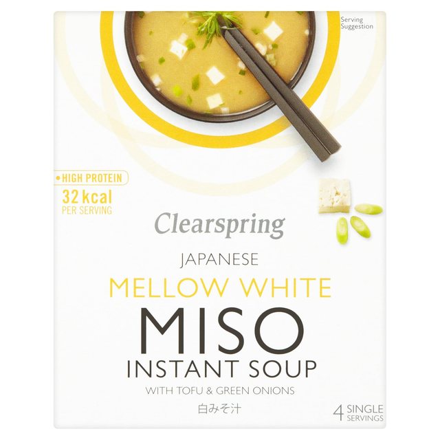 ClearSpring Sopa de miso blanca suave con tofu y cebollas verdes 4 x 10g