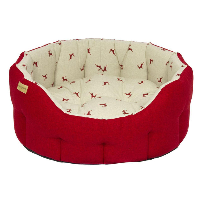 Earthbound clásico cepillado stag rojo cama de perro medio