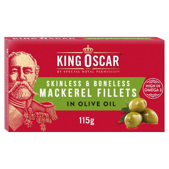 John West King Oscar Oscar sans peau et désossé Mackerel Olive Huile 115G