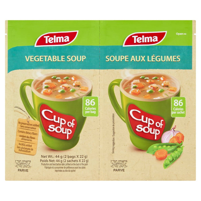 Telma taza de vegetales de sopa con crutones 2 x 22 g