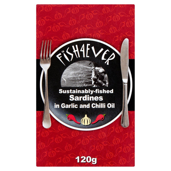 Fish 4 siempre sardinas en aceite de oliva orgánico chile y ajo 120 g