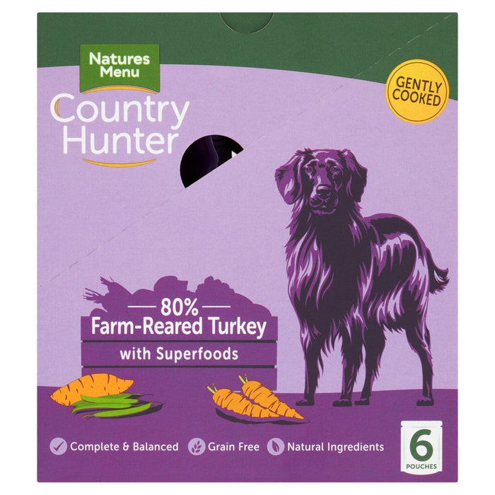 Menú de naturaleza Cazador de pavo Turquía Bolsas de comida para perros húmedos 6 x 150g
