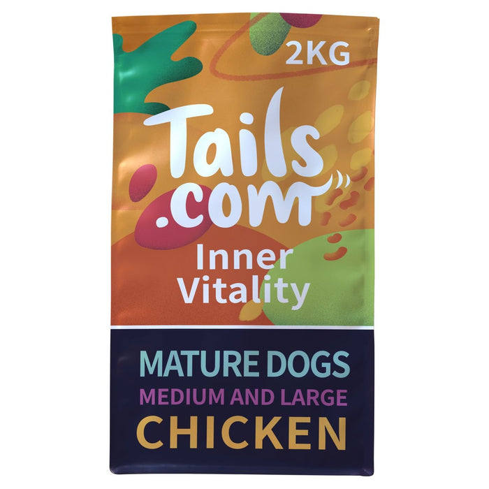 Tails.com Vitalité intérieure moyenne et grand chien mature chien sec de poulet 2kg