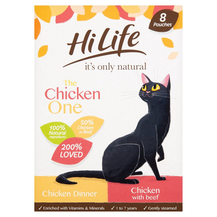 Hilife es solo comida de gato natural el pollo uno en gelatina 8 x 70g