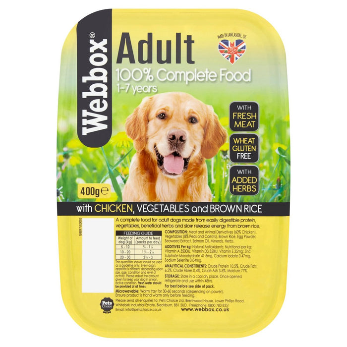 Webbox Alimento Natural para Perros con Pollo, Verduras y Arroz Integral 400g 