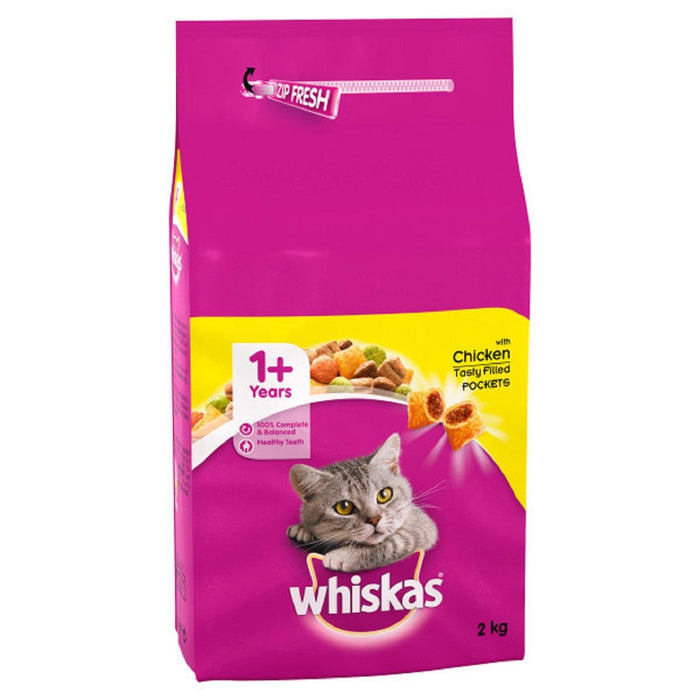 Whiskas adulte 1+ Alimentation complète pour chats secs avec du poulet 2kg