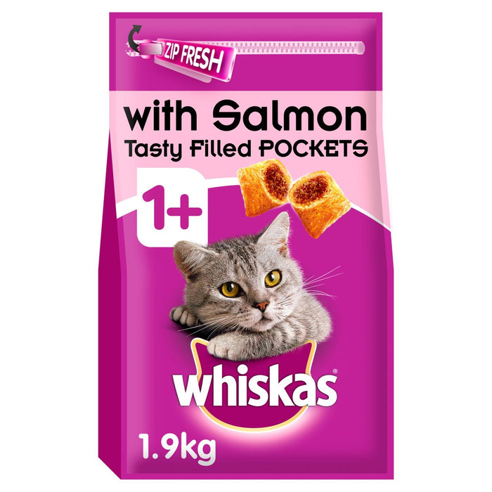 Whiskas Adult 1+ Alimento seco para gatos con salmón 1,9 kg 