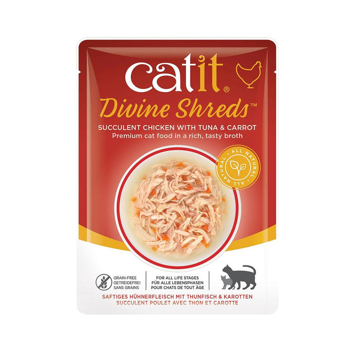 Catitir Divine Threds Chicken con comida para gatos húmedos de atún 75G