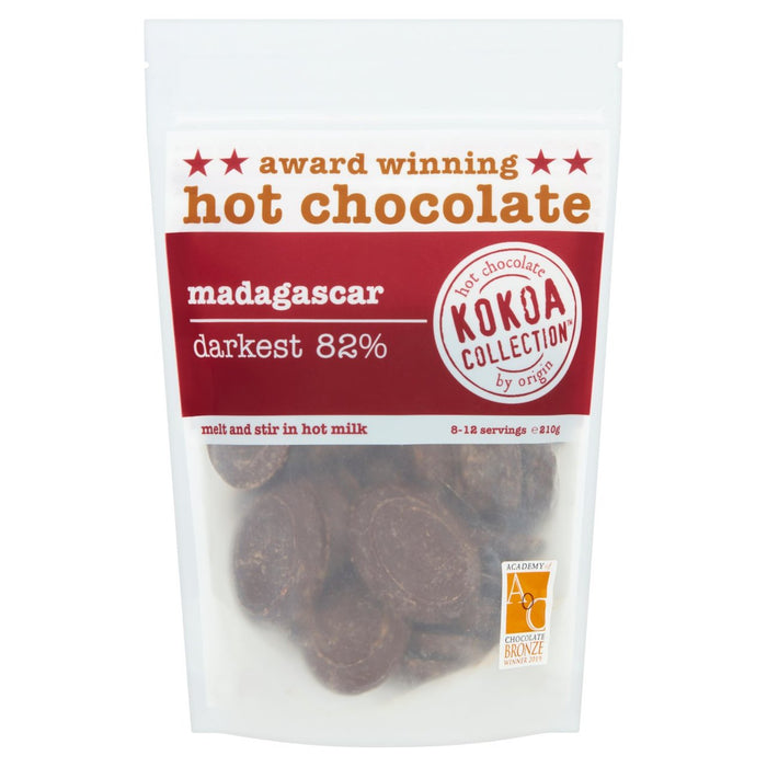 Colección kokoa 82% más oscuro de chocolate caliente de Madagascar 210G